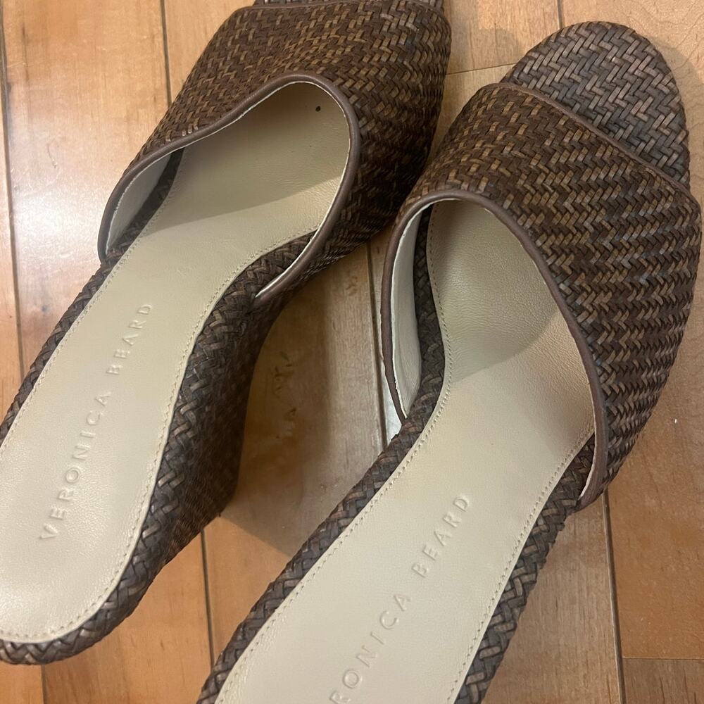Veronica Beard Dali Brown Raffia Wedges Sandals Size Size 9.5 - Picture 4 of 8